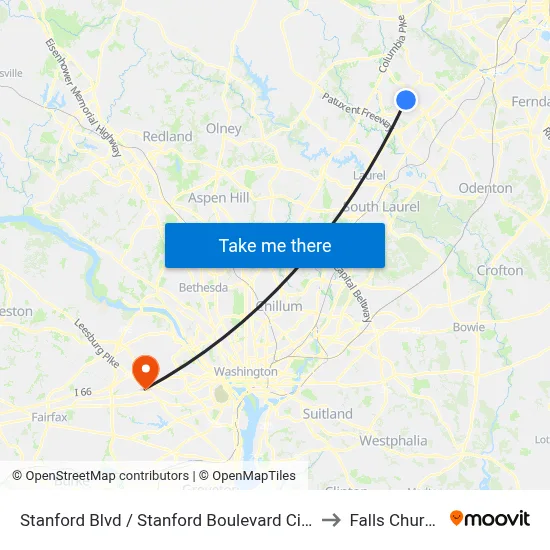 Stanford Blvd / Stanford Boulevard Cir (Westbound) to Falls Church, VA map