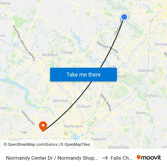 Normandy Center Dr / Normandy Shopping Center (Northbound) to Falls Church, VA map