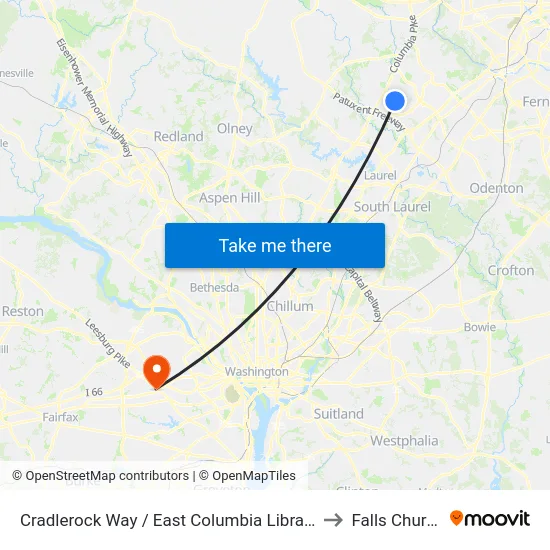 Cradlerock Way / East Columbia Library (Westbound) to Falls Church, VA map