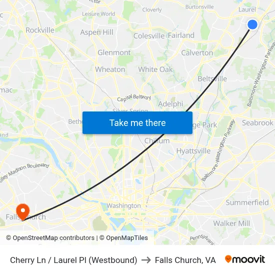 Cherry Ln / Laurel Pl (Westbound) to Falls Church, VA map