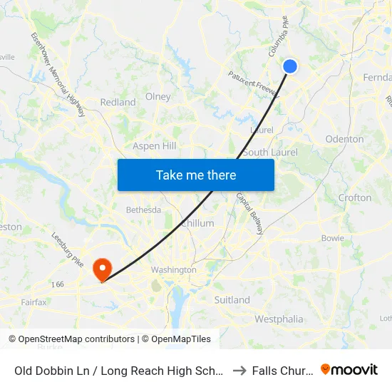 Old Dobbin Ln / Long Reach High School (Northbound) to Falls Church, VA map