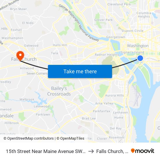 15th Street Near Maine Avenue SW (Sb) to Falls Church, VA map