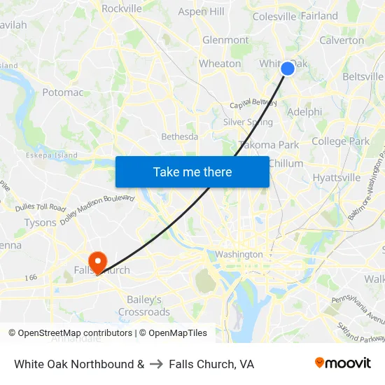 White Oak Northbound & to Falls Church, VA map