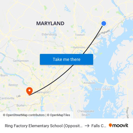 Ring Factory Elementary School (Opposite Emmorton Rd/Rt 924 & Lexington Rd) to Falls Church, VA map