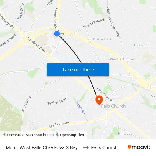 Metro West Falls Ch/Vt-Uva S Bay C to Falls Church, VA map