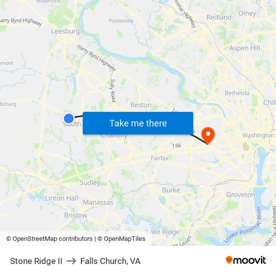 Stone Ridge II to Falls Church, VA map