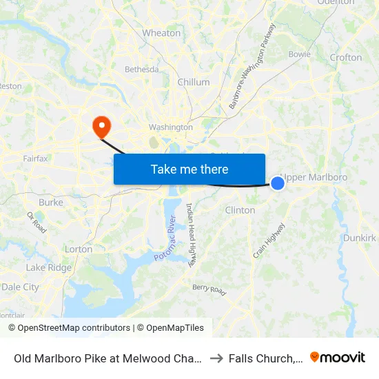 Old Marlboro Pike at Melwood Chapel Ln to Falls Church, VA map