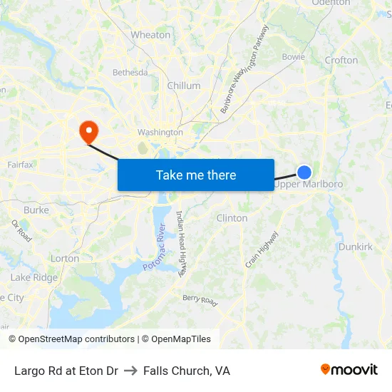 Largo Rd at Eton Dr to Falls Church, VA map