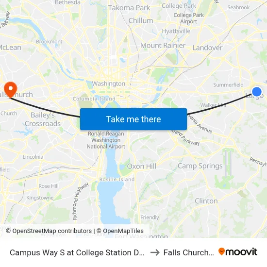 Campus Way S at College Station Dr (Pgcc) to Falls Church, VA map
