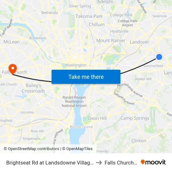 Brightseat Rd at Landsdowne Village Apts to Falls Church, VA map