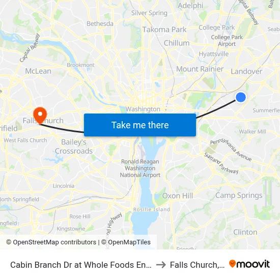 Cabin Branch Dr at Whole Foods Entrance to Falls Church, VA map