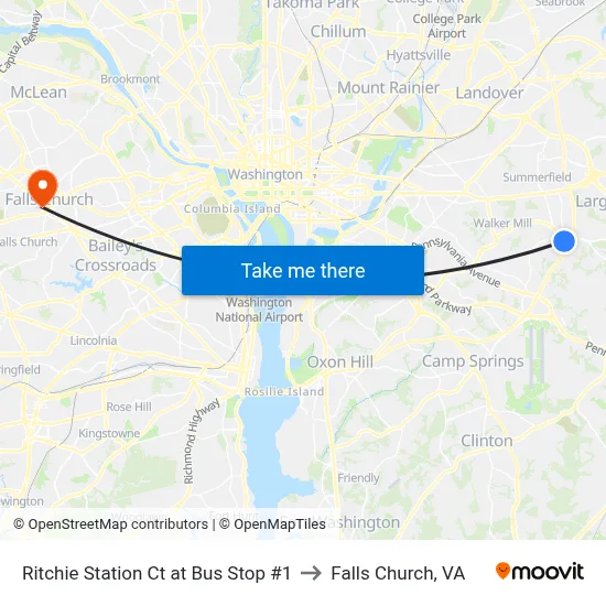 Ritchie Station Ct at Bus Stop #1 to Falls Church, VA map
