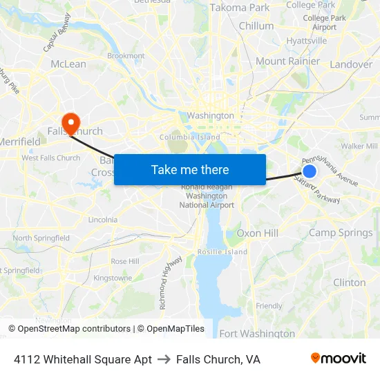 4112 Whitehall Square Apt to Falls Church, VA map