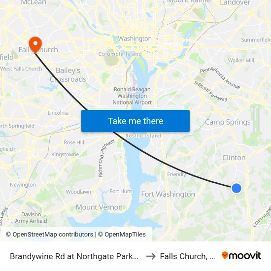 Brandywine Rd at Northgate Parkway to Falls Church, VA map