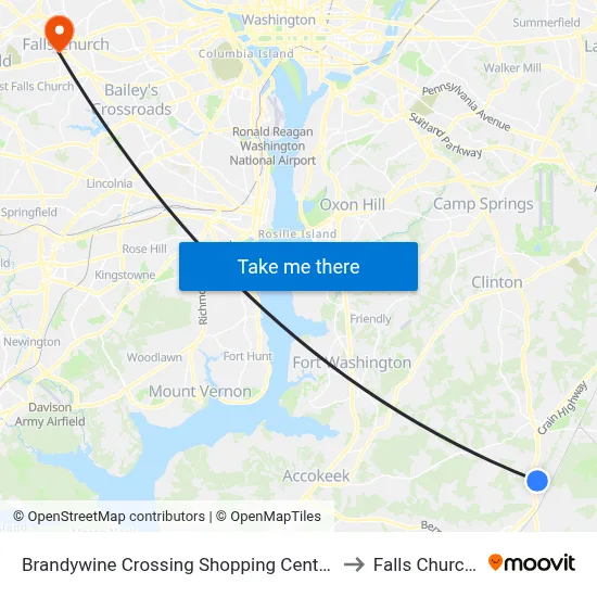 Brandywine Crossing Shopping Center at Target to Falls Church, VA map