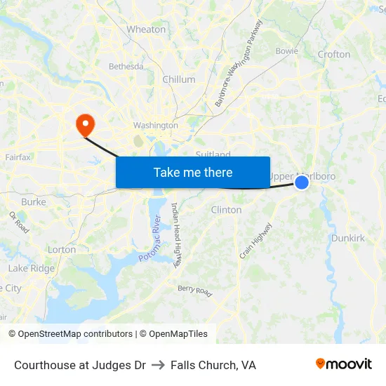 Courthouse at Judges Dr to Falls Church, VA map