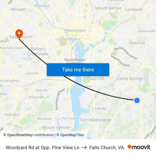 Woodyard Rd at Opp. Pine View Ln to Falls Church, VA map