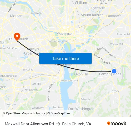 Maxwell Dr at Allentown Rd to Falls Church, VA map
