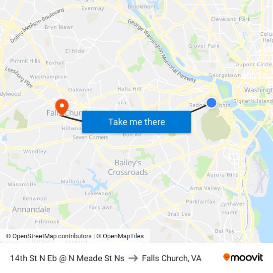 14th St N Eb @ N Meade St Ns to Falls Church, VA map