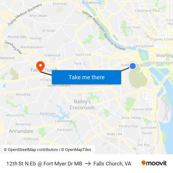 12th St N Eb @ Fort Myer Dr MB to Falls Church, VA map