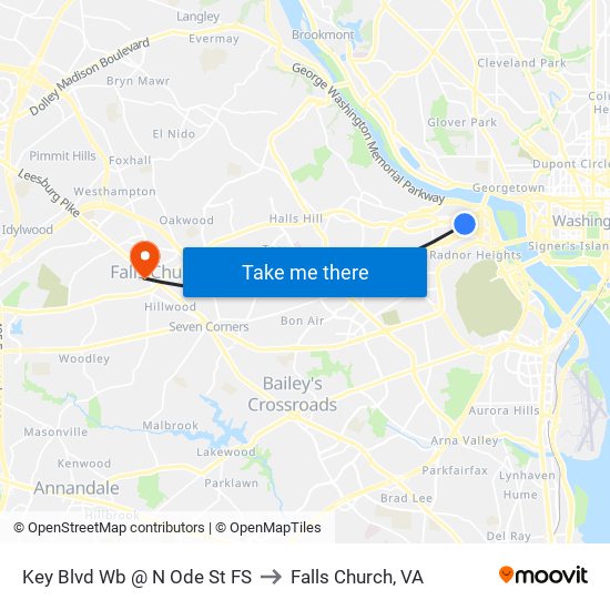 Key Blvd Wb @ N Ode St FS to Falls Church, VA map