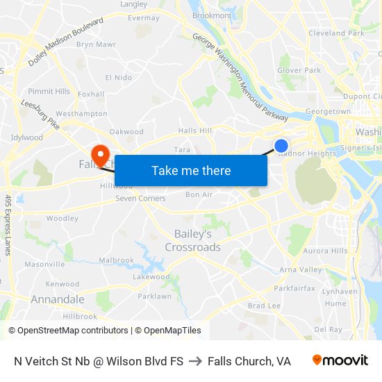 N Veitch St Nb @ Wilson Blvd FS to Falls Church, VA map