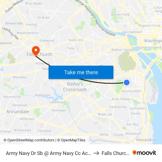 Army Navy Dr Sb @ Army Navy Cc Access Rd FS to Falls Church, VA map