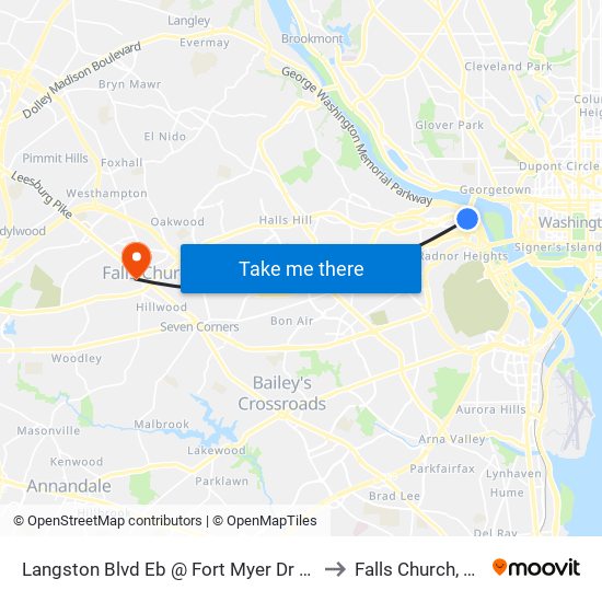 Langston Blvd Eb @ Fort Myer Dr Ns to Falls Church, VA map