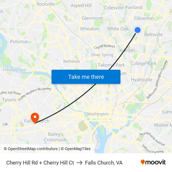 Cherry Hill Rd + Cherry Hill Ct to Falls Church, VA map