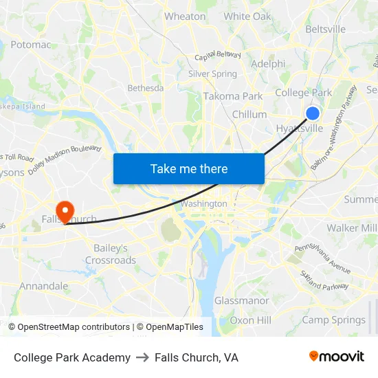 College Park Academy to Falls Church, VA map