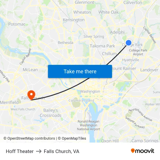 Hoff Theater to Falls Church, VA map