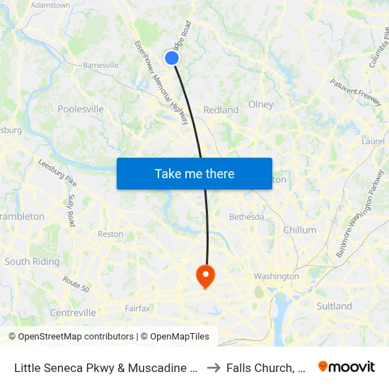 Little Seneca Pkwy & Muscadine Dr to Falls Church, VA map