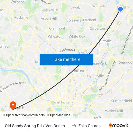 Old Sandy Spring Rd / Van Dusen Rd to Falls Church, VA map