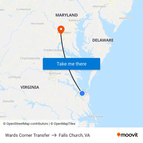 Wards Corner Transfer to Falls Church, VA map