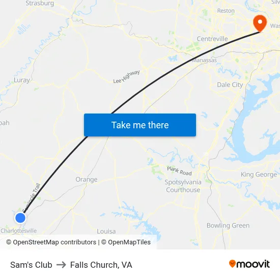 Sam's Club to Falls Church, VA map