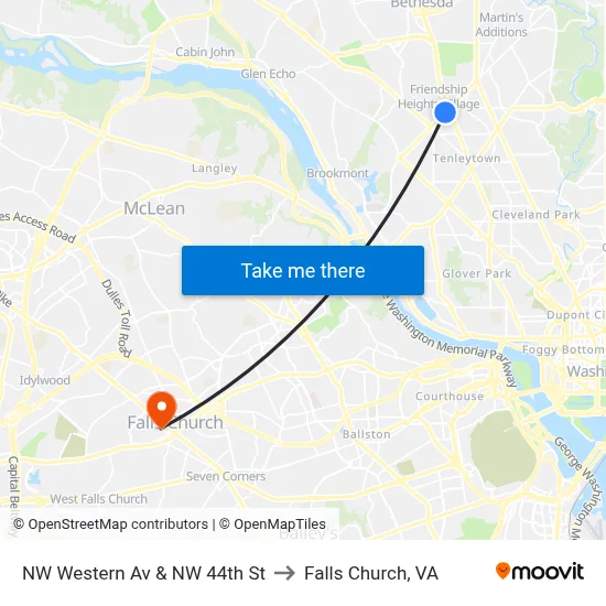 NW Western Av & NW 44th St to Falls Church, VA map