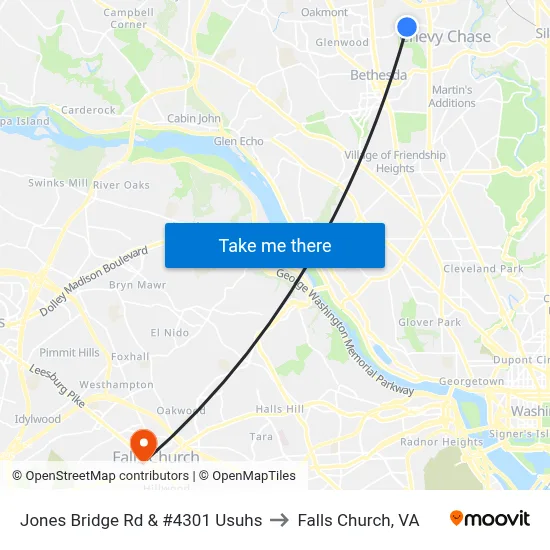 Jones Bridge Rd & #4301 Usuhs to Falls Church, VA map
