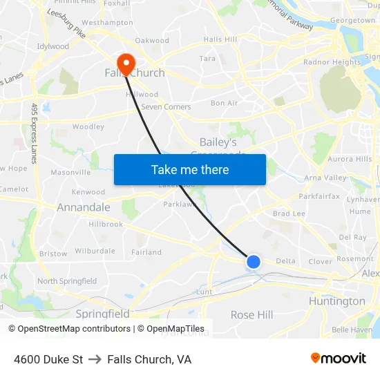 4600 Duke St to Falls Church, VA map