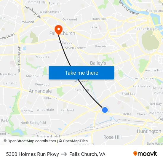5300 Holmes Run Pkwy to Falls Church, VA map