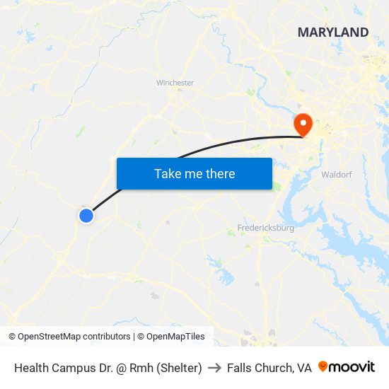 Health Campus Dr. @ Rmh (Shelter) to Falls Church, VA map