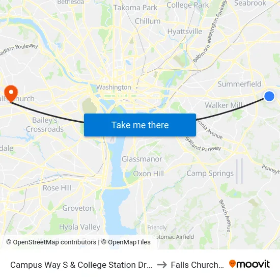 Campus Way S & College Station Dr (Pgcc) to Falls Church, VA map
