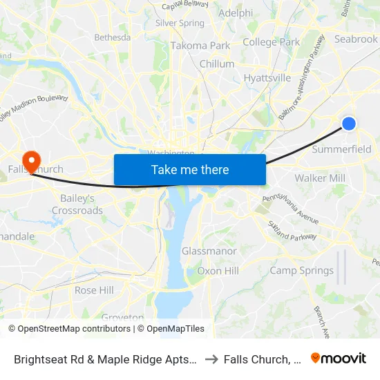 Brightseat Rd & Maple Ridge Apts #2 to Falls Church, VA map