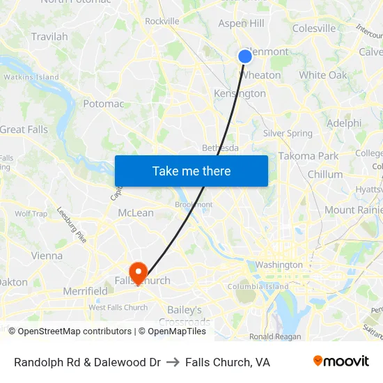 Randolph Rd & Dalewood Dr to Falls Church, VA map