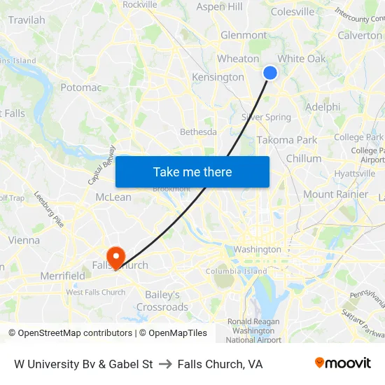 W University Bv & Gabel St to Falls Church, VA map