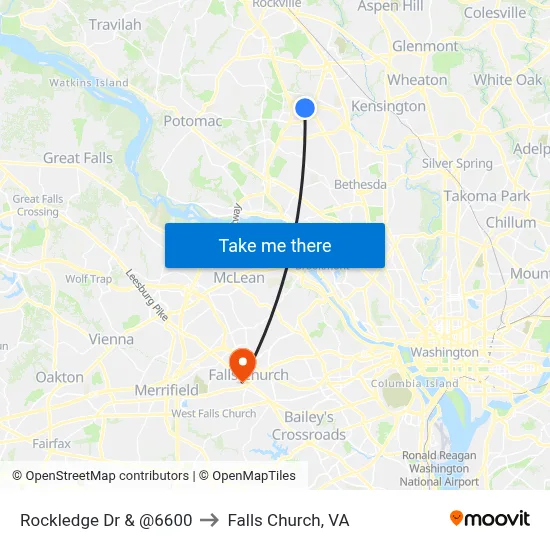 Rockledge Dr & @6600 to Falls Church, VA map