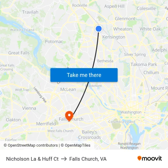 Nicholson La & Huff Ct to Falls Church, VA map