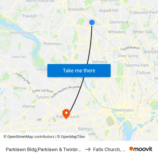 Parklawn Bldg;Parklawn & Twinbrook to Falls Church, VA map