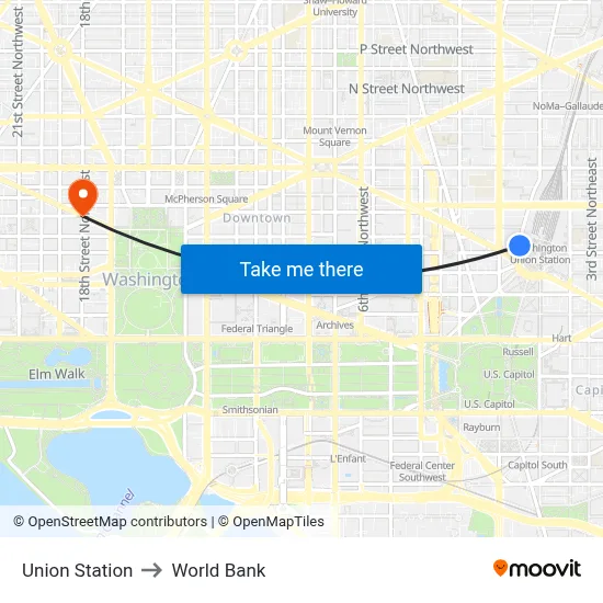 Union Station to World Bank map