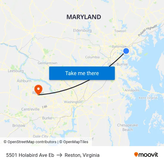 5501 Holabird Ave Eb to Reston, Virginia map