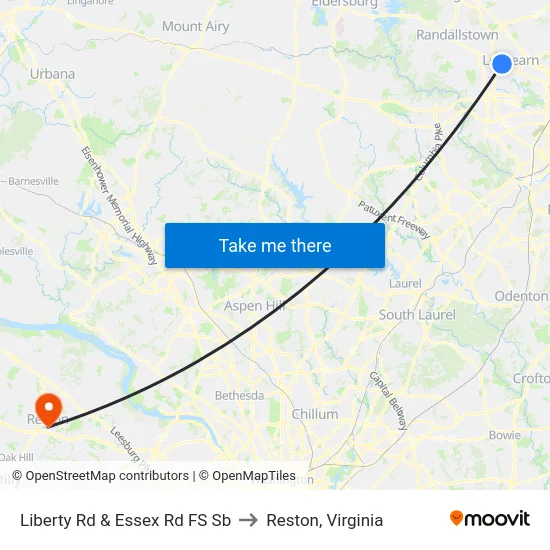 Liberty Rd & Essex Rd FS Sb to Reston, Virginia map